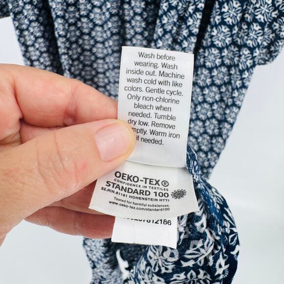 Croft & Barrow Navy Blue White Print Midi Dress 3/4 Sleeve Size 2X - Picture 9 of 12